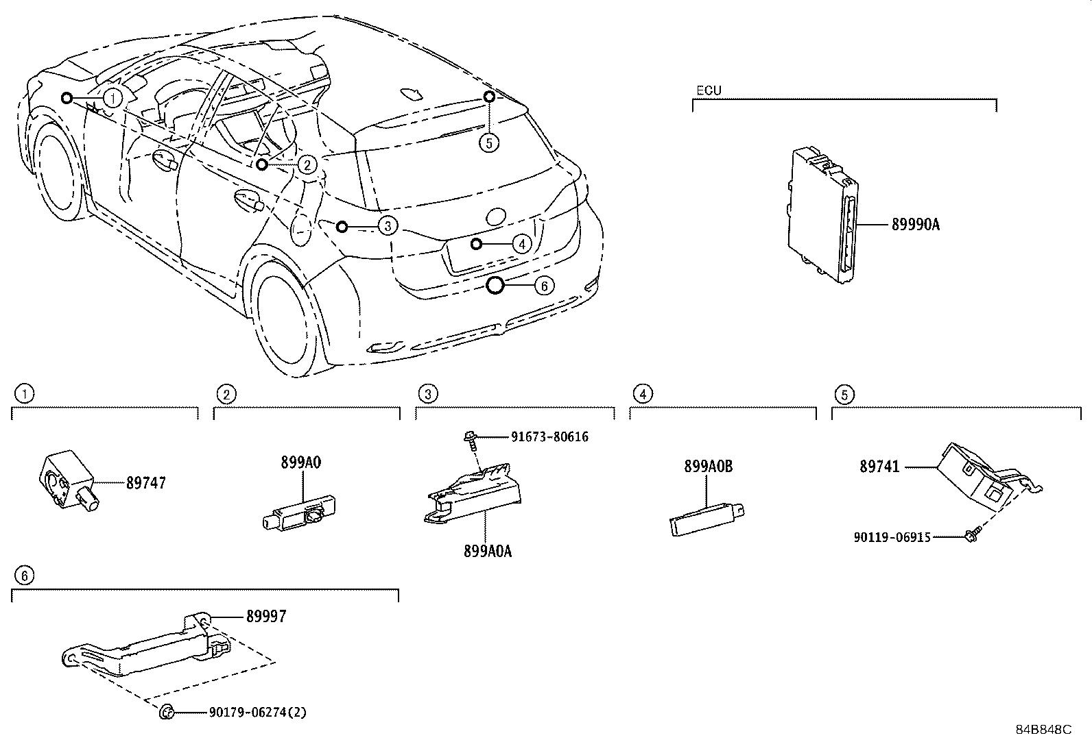 Lexus CT 200h Buzzer. Clearance warning, no. 2; power back 897470R020