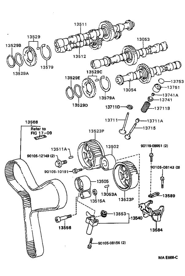 2000 Lexus Es 300 Engine Timing Camshaft Gear. Camshaft Sub; Camshaft 