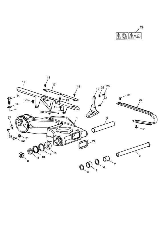 Diagram Rear Swingarm for your 2001 Triumph Speed Triple   