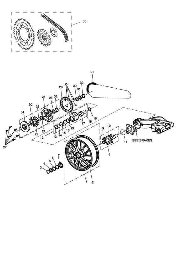 Diagram Rear Wheel & Final Drive for your 2015 Triumph Thruxton  900 EFI 