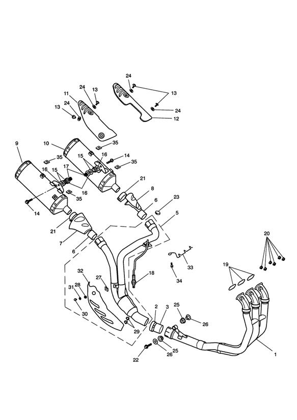 Diagram Exhaust System 281466>333178 ALL Mkts expt AU, NZ & ZA for your 2017 Triumph Bonneville  T120 BLACK 