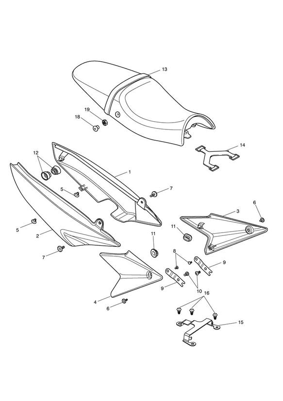 Diagram Rear Bodywork & Seat - 333179 > for your 2018 Triumph Sprint   