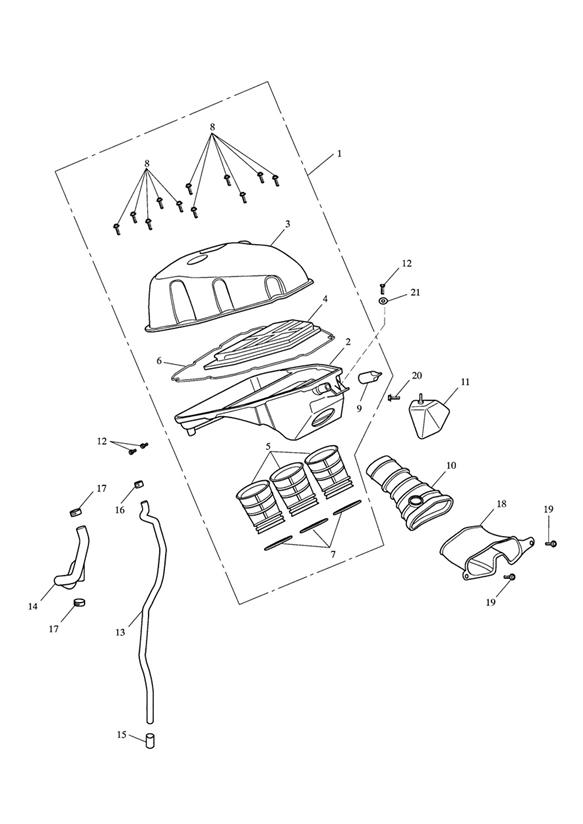 Diagram Airbox for your 2000 Triumph Daytona  955i 132513 > 