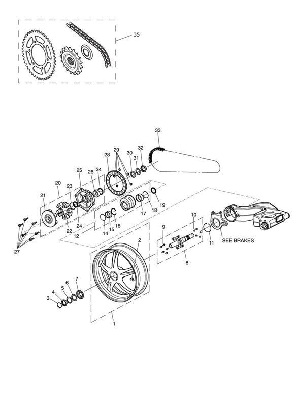 Diagram Rear Wheel & Final Drive for your 2015 Triumph Thruxton  900 EFI 