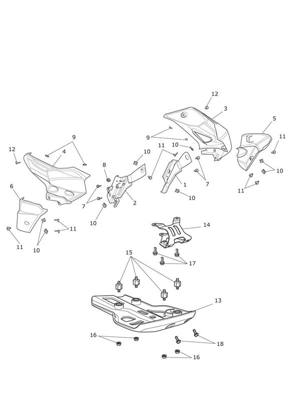 Diagram Fairings & Sumpguard for your 2014 Triumph Tiger   