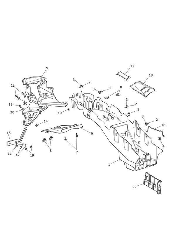 Diagram Rear Mudguard & Battery Box for your 2014 Triumph Tiger 800XC  