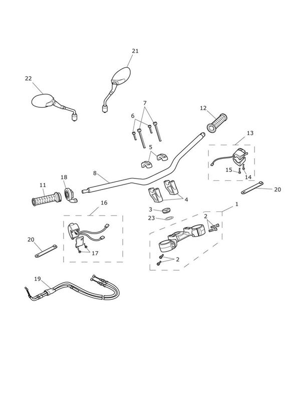 Diagram Handlebars & Switches for your 2014 Triumph Tiger 800XC  