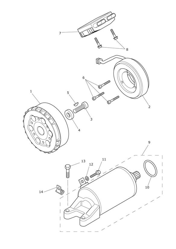 Diagram Starter & Alternator > Eng No 612713 + (Eng No 613308 - 613370) for your 2022 Triumph Bonneville Bobber   