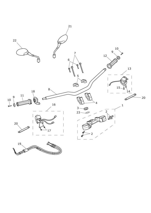 Diagram Handlebars & Switches for your 1995 Triumph Thunderbird  Standard 