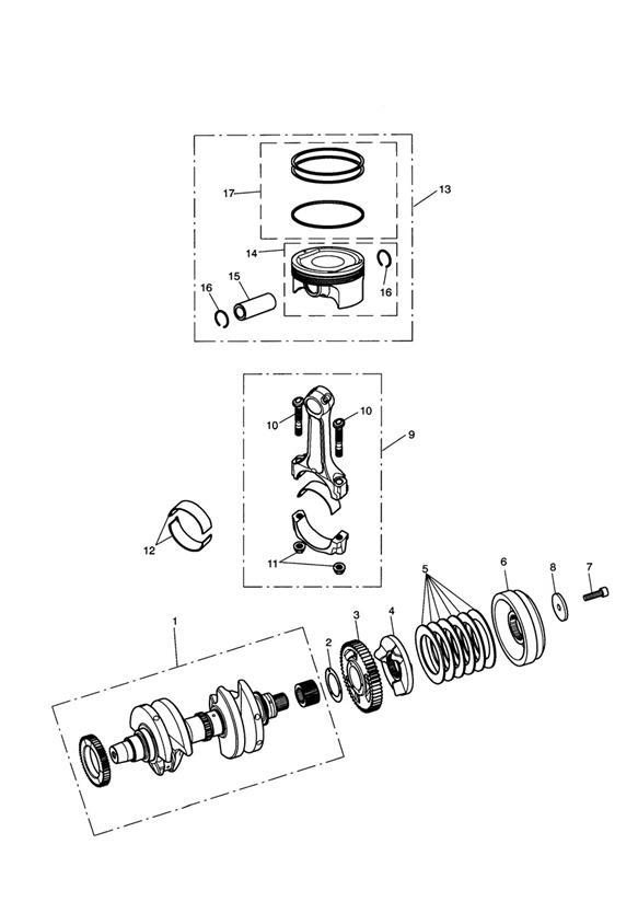 Diagram Crankshaft, Connecting Rods & Pistons for your Triumph