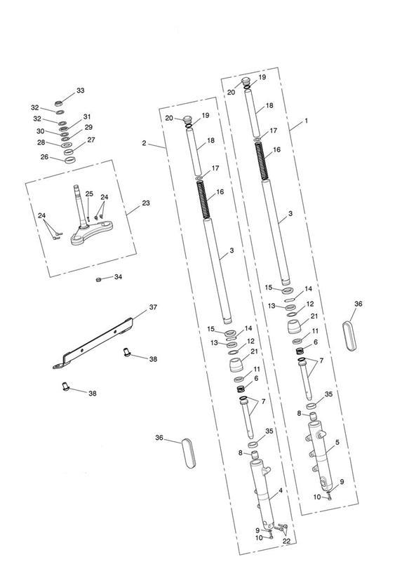 Diagram Front Forks & Lower Yoke for your Triumph