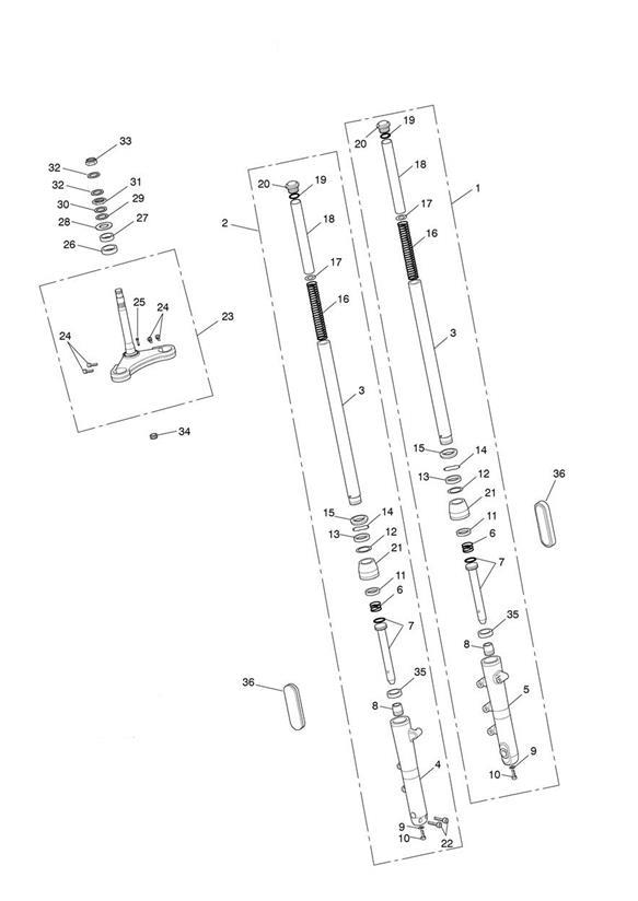 Diagram Front Forks & Lower Yoke for your Triumph