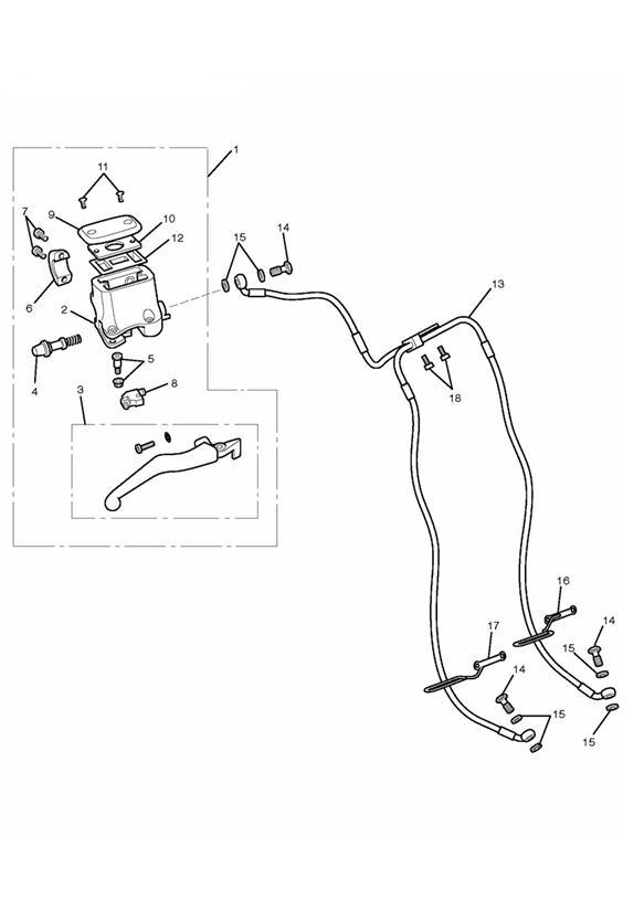 Diagram Front Brake Master Cylinder & Hoses for your 2007 Triumph Bonneville  from VIN 380777/ SE 