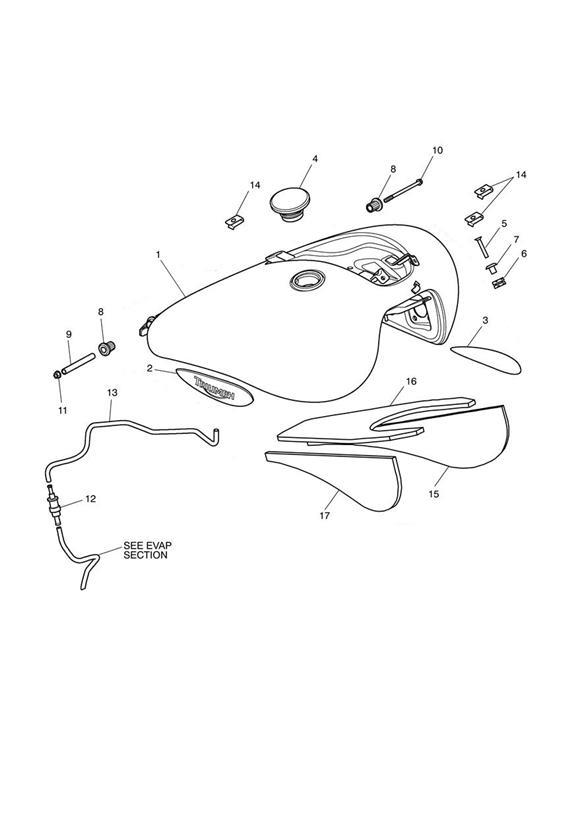 Diagram Fuel Tank & Fittings for your 2011 Triumph Daytona   