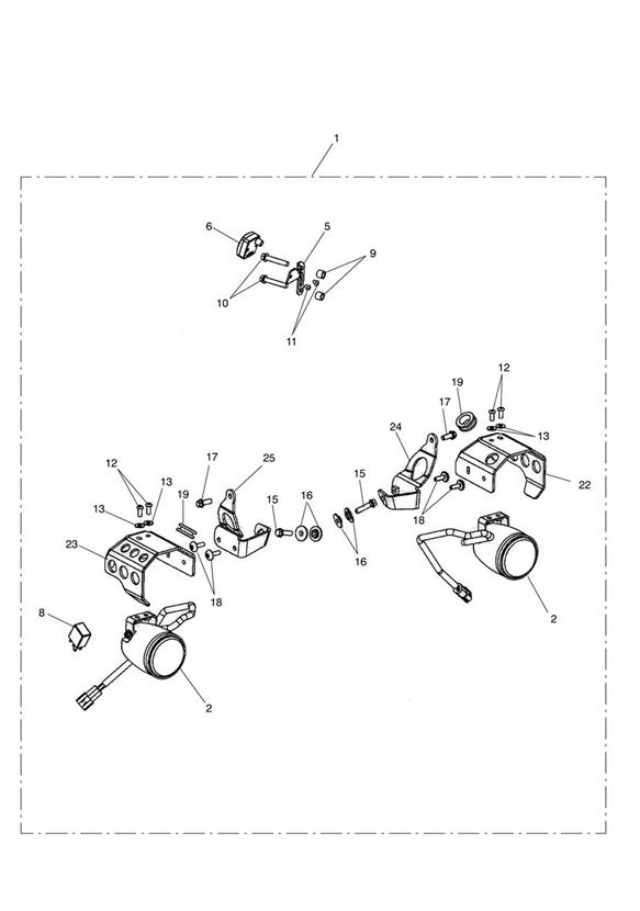 Diagram Fog Light Kit > 611411 and 629457 > 630723 for your Triumph Tiger  