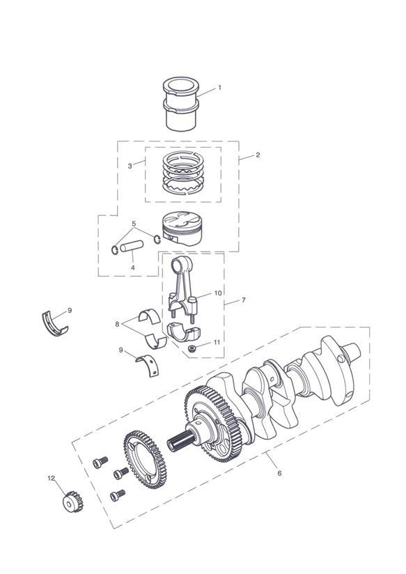 Diagram Crankshaft, Connecting Rods, Pistons & Liners for your Triumph