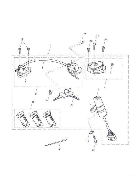 Diagram Ignition Switch & Lock Set - Non ABS > 468639 & ABS > 440482 for your 2013 Triumph Tiger   