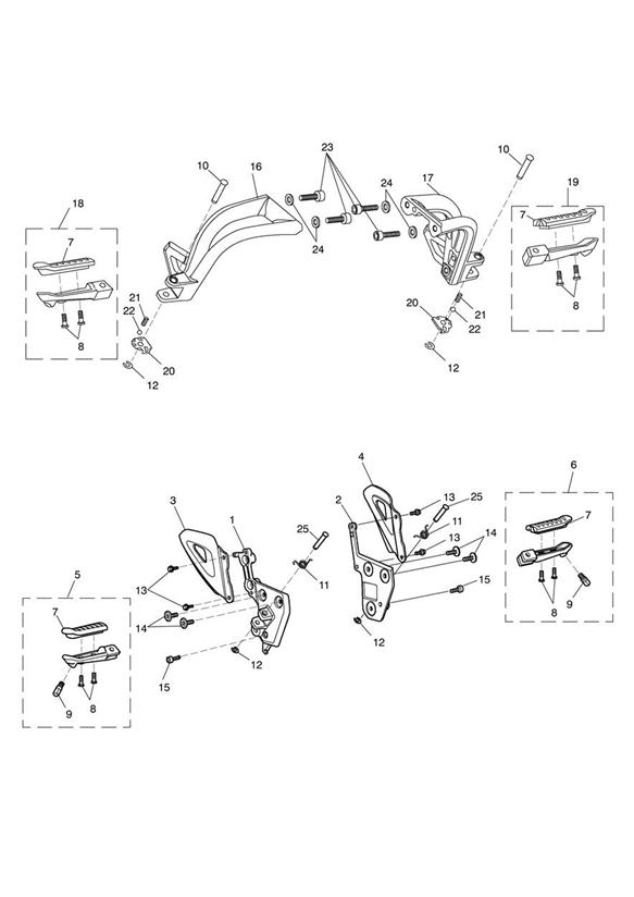 Diagram Footrests & Mountings for your Triumph Tiger  