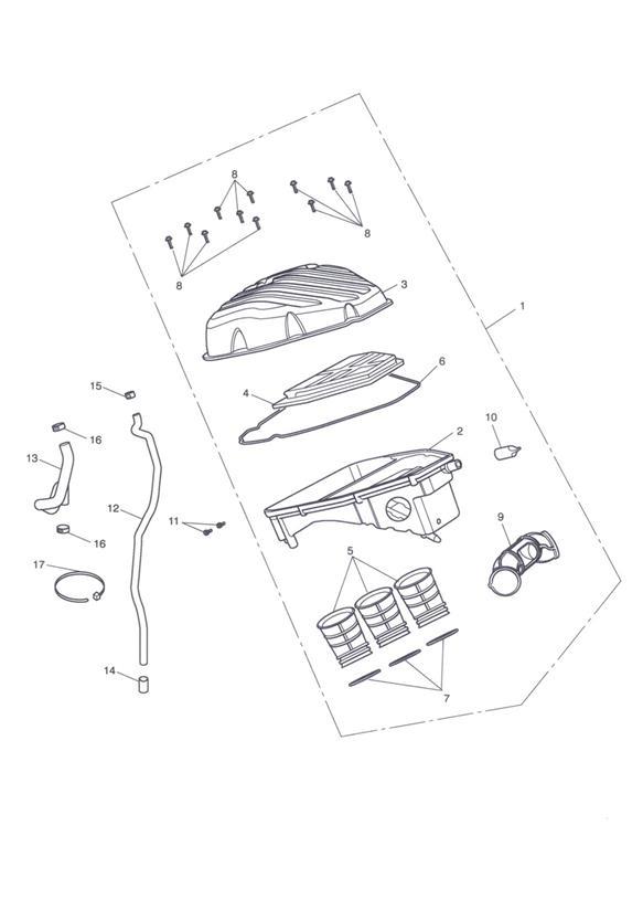 Diagram Airbox for your 2000 Triumph Daytona  955i 132513 > 