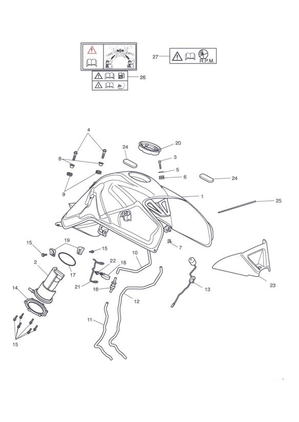 Diagram Fuel Tank, Fuel Pump & Fittings for your Triumph Bonneville  