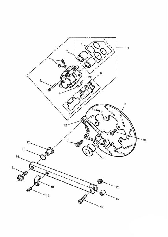 Diagram Rear Brake Disc and Caliper for your 2015 Triumph Thruxton  900 EFI 