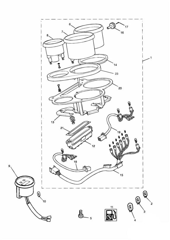 Diagram Instruments for your 2010 Triumph Bonneville  from VIN 380777/ SE 