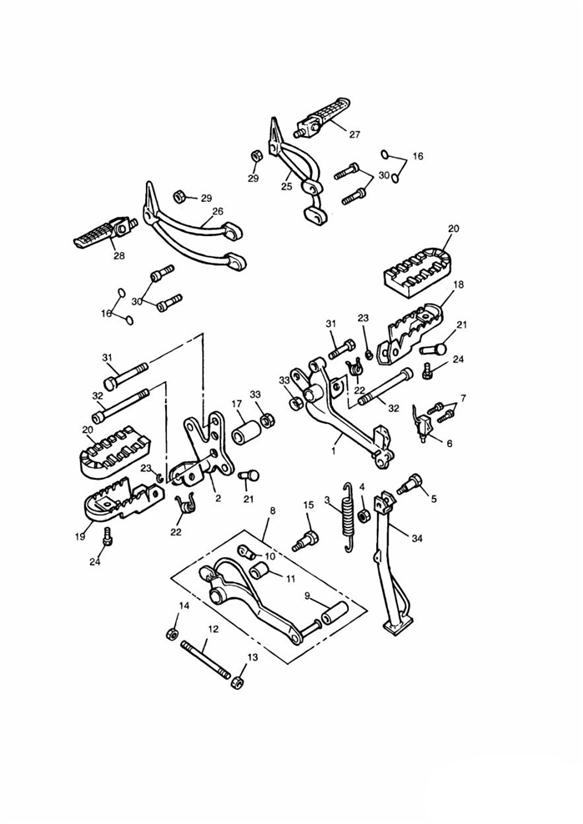 Diagram Footrests & Mountings for your 2003 Triumph Sprint  RS 139277 > 