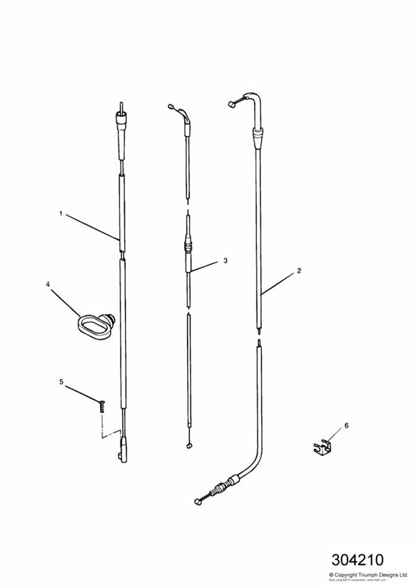 Diagram Control Cables for your 2010 Triumph Bonneville  from VIN 380777/ SE 