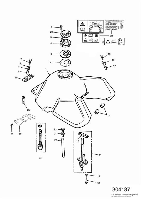 Diagram Fuel Tank and Fittings for your 1997 Triumph Tiger   