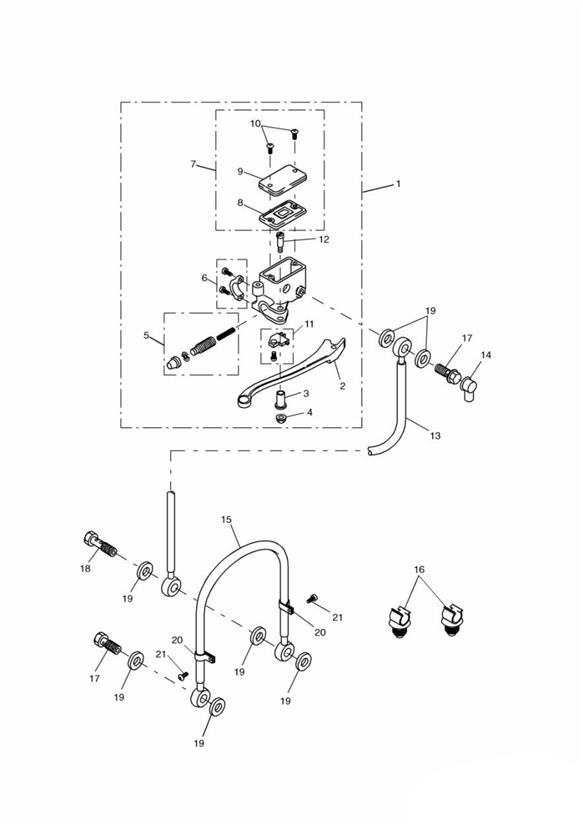 Diagram Front Brake Master Cylinder for your 2007 Triumph Bonneville  from VIN 380777/ SE 