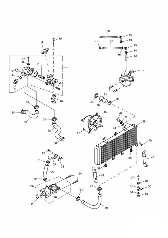 Diagram Cooling System for your 2002 Triumph TT600   