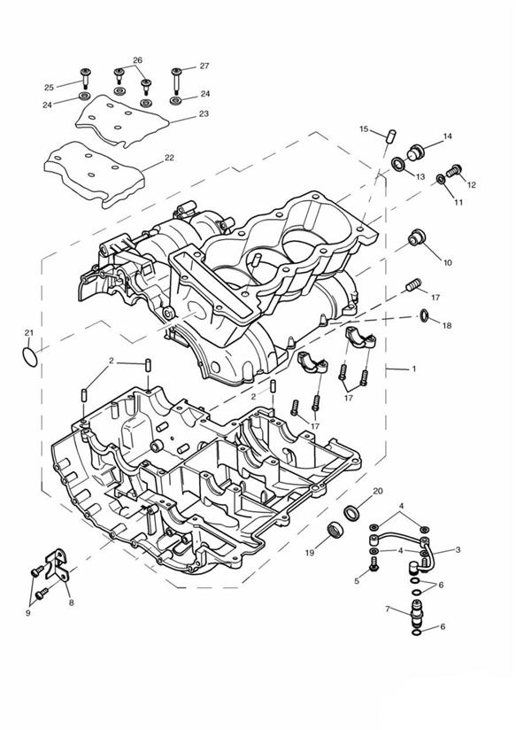 Diagram Crankcase for your Triumph TT600  