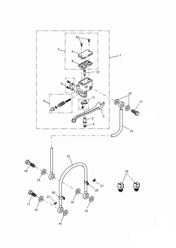 Diagram Front Brake Master Cylinder for your 2007 Triumph Bonneville  from VIN 380777/ SE 