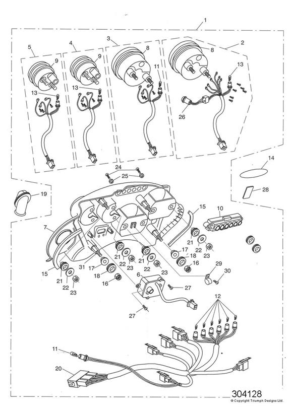 Diagram Instruments for your 2010 Triumph Bonneville  from VIN 380777/ SE 