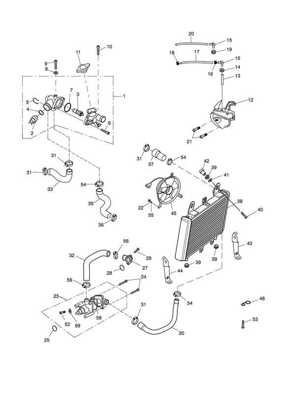 Diagram Cooling System for your 2002 Triumph TT600   