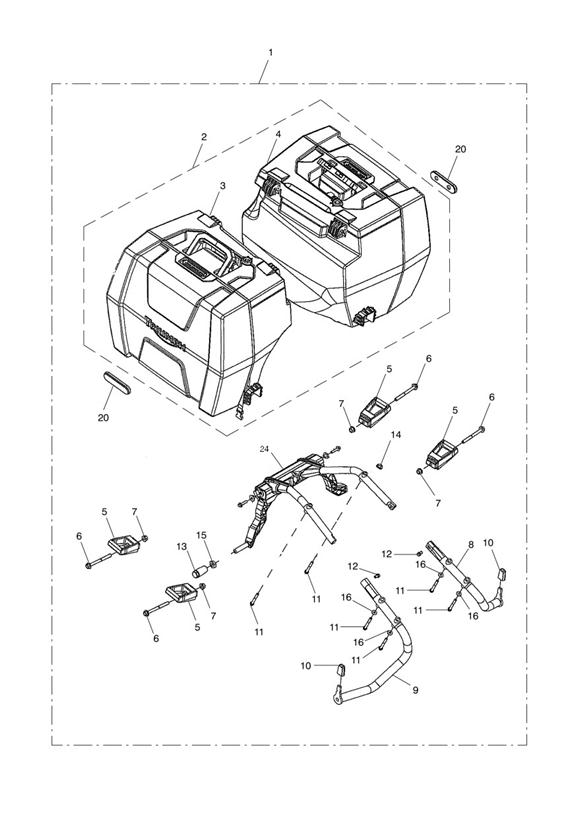 Diagram 2 Box Pannier Kit, US, CA & SG for your Triumph Tiger  