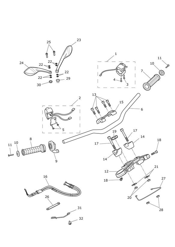 Diagram Handlebars & Switches for your 1995 Triumph Thunderbird  Standard 