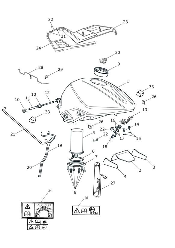 Diagram Fuel Tank, Fuel Pump & Fittings for your Triumph Street Triple  