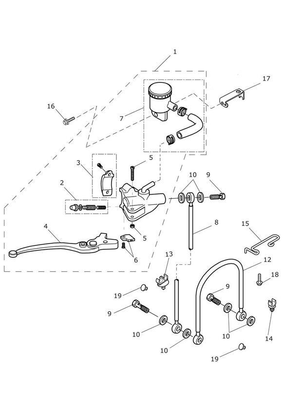 Diagram Front Brake Master Cylinder & Hoses for your Triumph