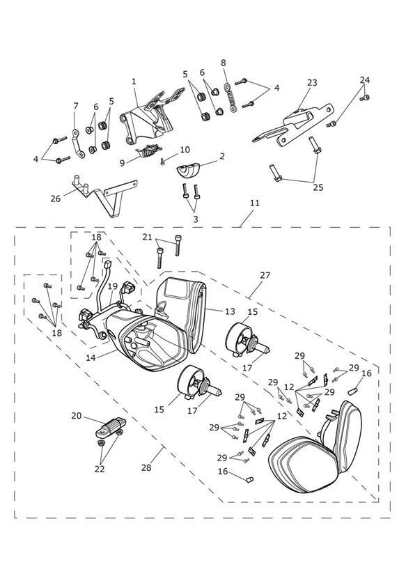 Diagram Headlight Assembly for your 2017 Triumph Speed Triple 210445 > 461331  