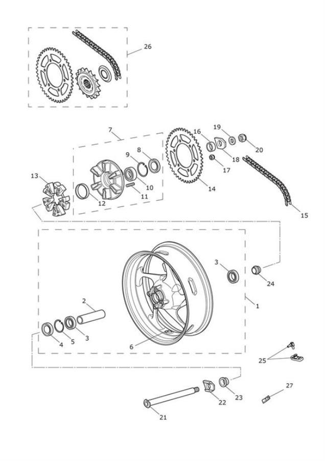 Diagram Rear Wheel & Final Drive for your 2011 Triumph Tiger 1050  