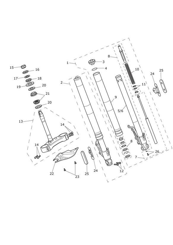 Diagram Front Forks & Yokes for your Triumph