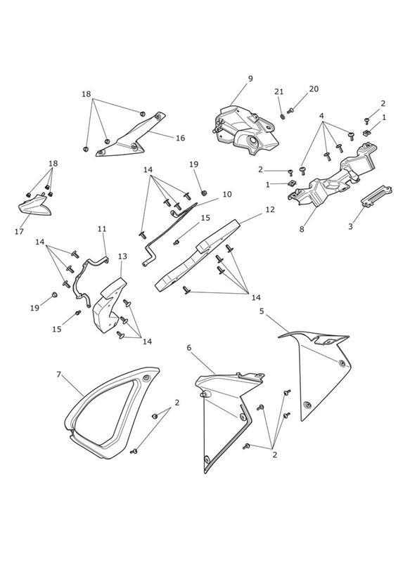 Diagram Side Fairing Infills for your 2014 Triumph Trophy   