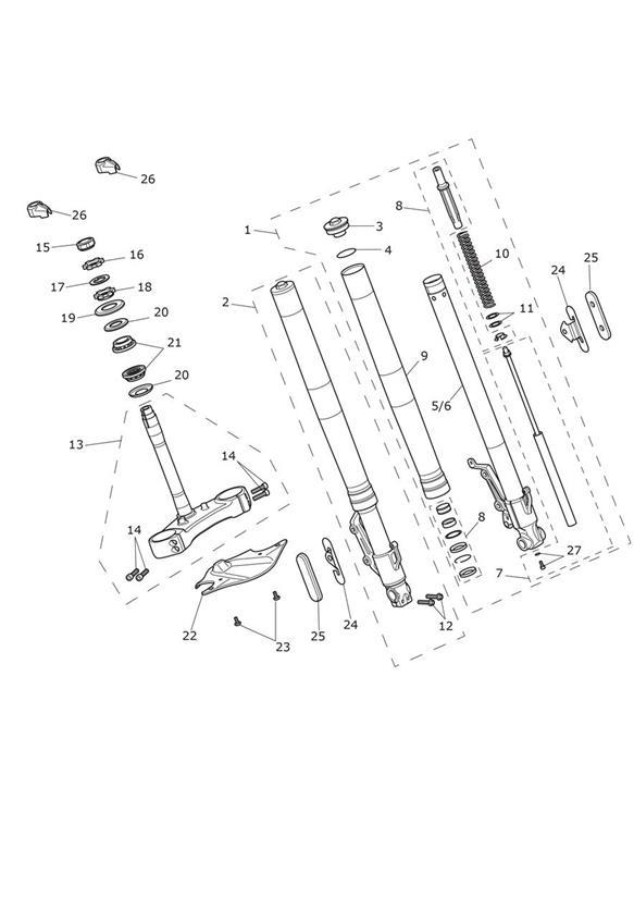 Diagram Front Forks & Yokes for your Triumph