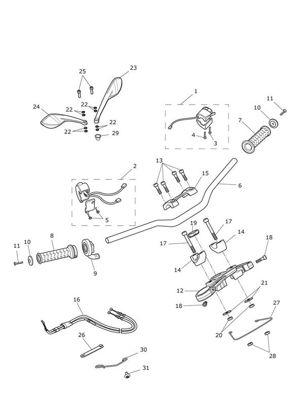 Diagram Handlebars & Switches for your 1995 Triumph Thunderbird  Standard 