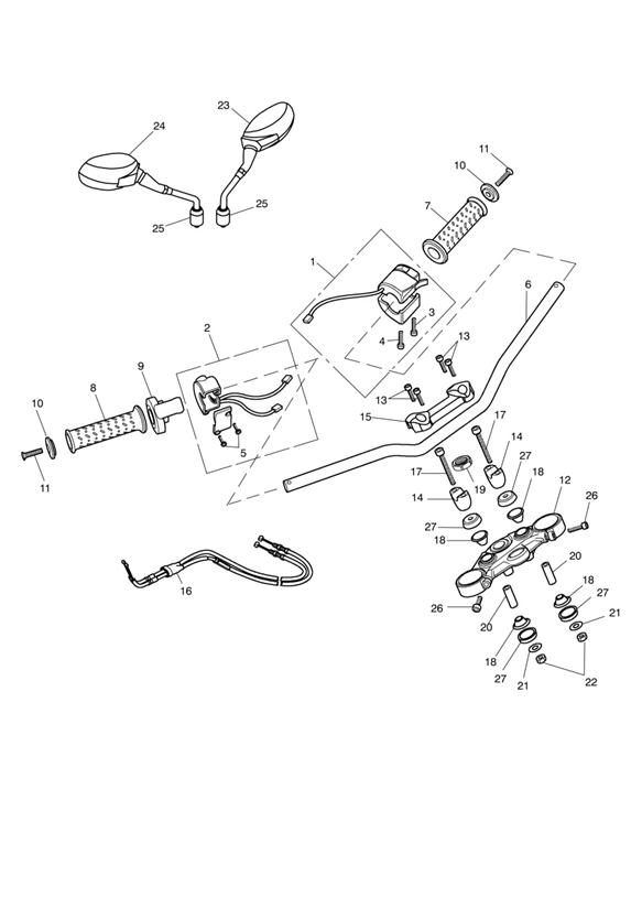 Diagram Handlebars & Switches for your 2015 Triumph Street Triple Standard to VIN 560476  