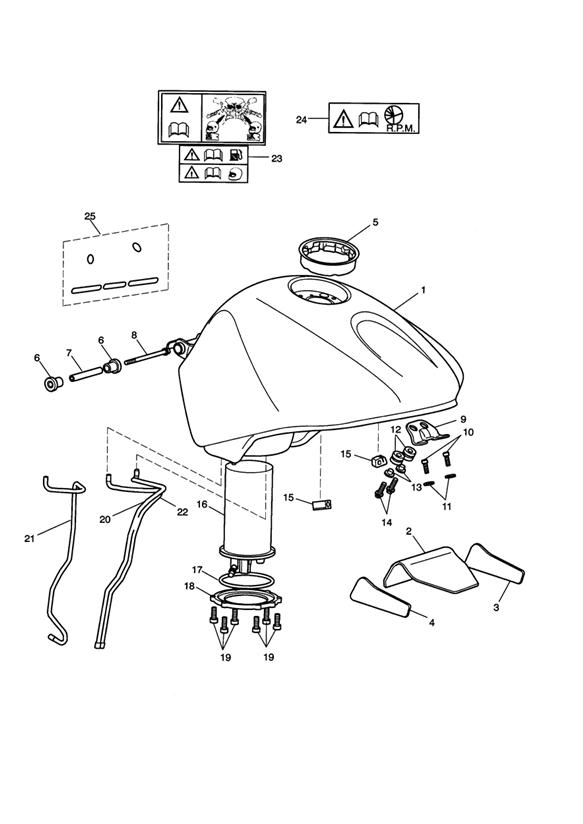 Diagram Fuel Tank, Fuel Pump & Fittings >388957, Black Tanks; >389422, Green Tanks; >388884, White Tanks for your Triumph Street Triple  