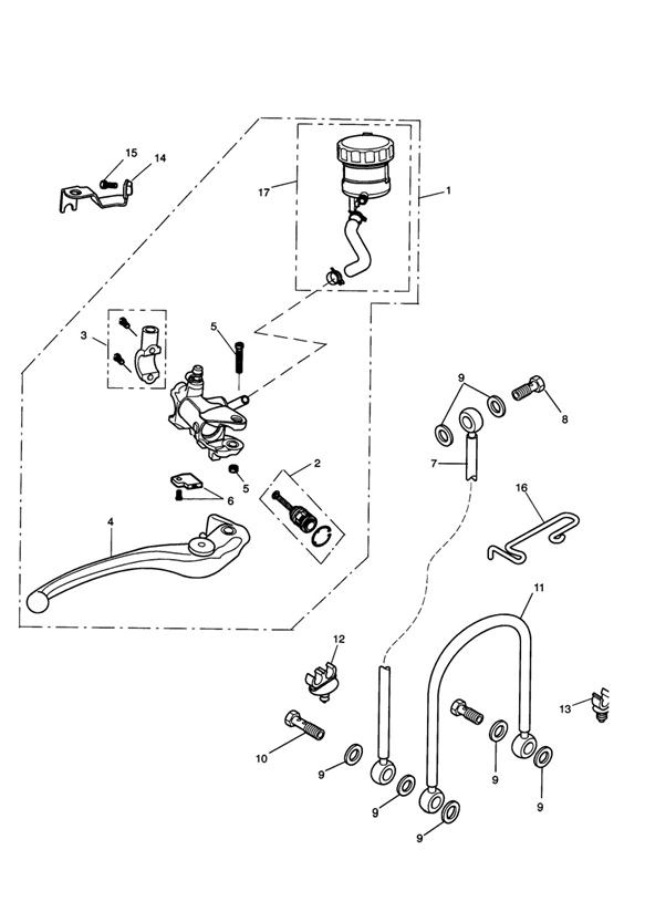 Diagram Front Brake Master Cylinder & Hoses for your Triumph