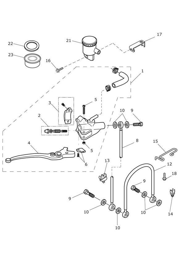 T2025703 Triumph Piston Set, M/Cyl, 14.0. Brake, Cylinder Cross