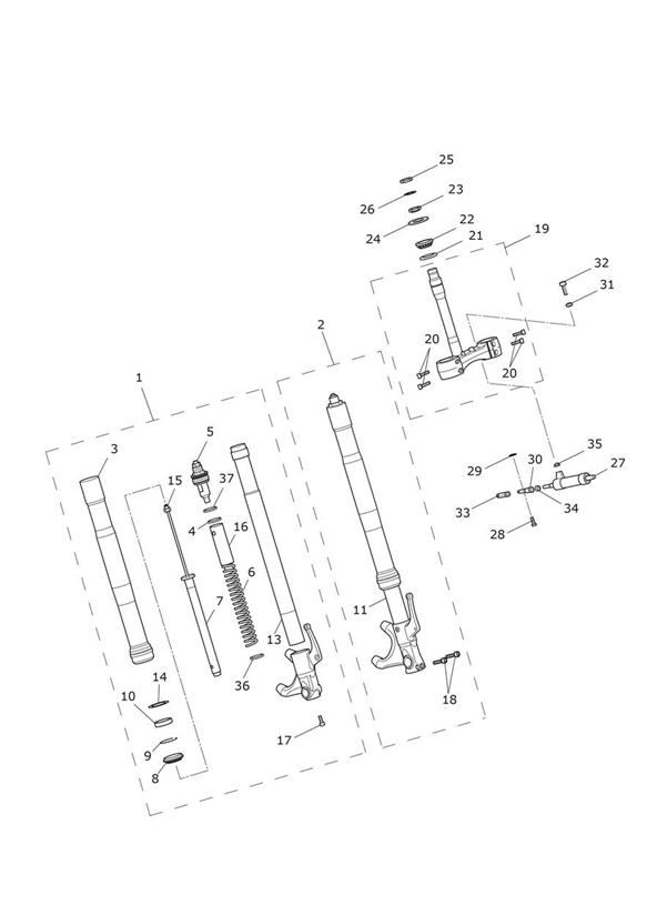 Diagram Front Forks & Yokes for your Triumph